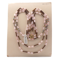 Vintage Czech 3 strand necklace satin atlas marble bugle vitrail glass beads 18"