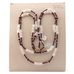 Vintage Czech 2 strand necklace crystal satin atlas marble bugle black glass beads 27"