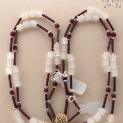Vintage Czech 2 strand necklace crystal satin atlas marble bugle black glass beads 27"
