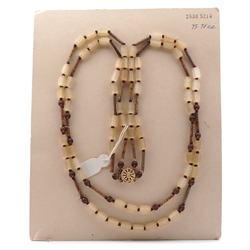 Vintage Czech 2 strand necklace topaz satin atlas marble bugle glass beads 29"