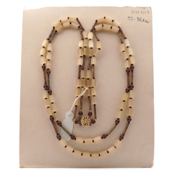 Vintage Czech 2 strand necklace topaz satin atlas marble bugle green glass beads 29"