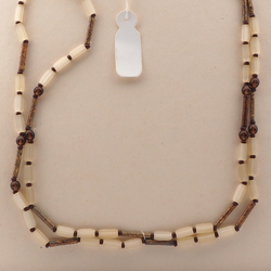 Long vintage Czech necklace topaz satin atlas marble bugle green glass beads 47"
