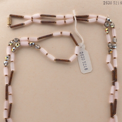 Long vintage Czech necklace crystal satin atlas marble bugle vitrail glass beads 51"