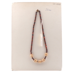 Vintage Czech necklace brown marble beige rondelle glass beads 15"
