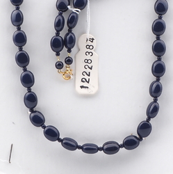 Vintage Czech necklace blue oval seed glass beads 30"