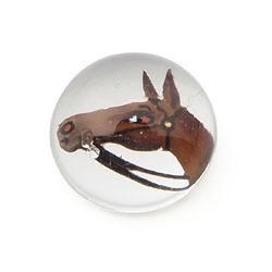 Czech antique intaglio horse head clear glass cabochon 13mm