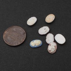 Lot (7) Czech vintage oval figural mini glass cameo cabochons