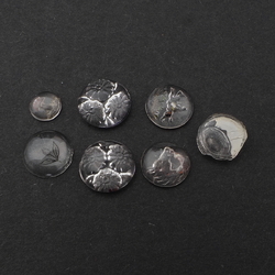 Lot (7) Czech antique intaglio mini clear glass cabochons