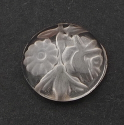 Czech antique intaglio flowers clear glass cabochon 13mm