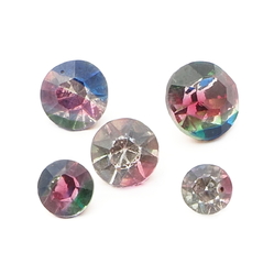 Lot (5) antique Czech rainbow bicolor glass rhinestones