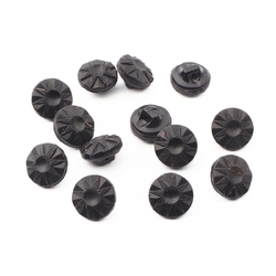 Lot (12) Czech Vintage geometric starburst black dimi doll glass buttons 10mm