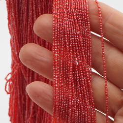Master Hank Red antique micro Charlotte cut / True cut seed glass beads 150g 18/0 Vintage Czech