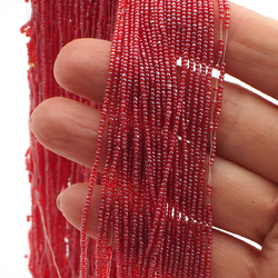 Master Hank siam Red antique micro Charlotte cut / True cut seed glass beads 115g 18/0 Vintage Czech