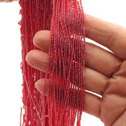 Master Hank siam Red antique micro Charlotte cut / True cut seed glass beads 115g 18/0 Vintage Czech