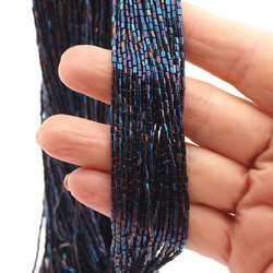 Master Hank peacock iridescent bugle seed glass beads 230grams 12/0 Vintage Czech