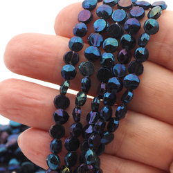 Peacock violet lustre faceted round nailhead flat back glass beads Master Hank 5.6 mm Czech  - kopie