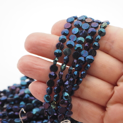 Peacock violet lustre faceted round nailhead flat back glass beads Master Hank 5.6 mm Czech  - kopie