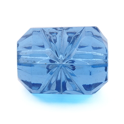 Czech antique hand cut sapphire blue floral bugle glass bead 20mm