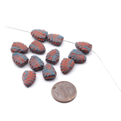 Lot (12) Czech antique Native American Indian head glass beads 14mm