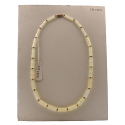 Vintage Czech necklace large frost yellow satin atlas pentagon glass beads 19"