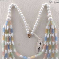 Vintage Czech 1 to 5 strand necklace frost satin atlas pentagon white glass beads 18"