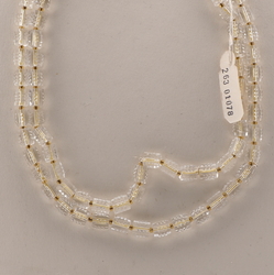 Vintage Czech 2 strand necklace crystal clear ribbed pentagon bugle glass beads 16"