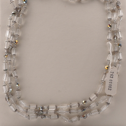 Vintage Czech 3 strand necklace clear faceted pentagon vitrail glass beads 20"