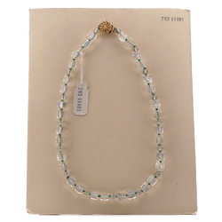 Vintage Czech necklace clear round ribbed faceted pentagon glass beads 18"