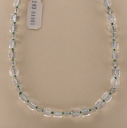 Vintage Czech necklace clear round ribbed faceted pentagon glass beads 18"