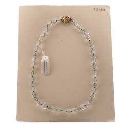 Vintage Czech necklace clear round ribbed pentagon glass beads 18"