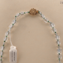 Vintage Czech necklace clear round ribbed pentagon glass beads 18"