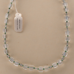 Vintage Czech necklace clear round ribbed pentagon glass beads 18"