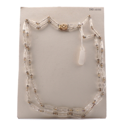 Vintage Czech 2 strand wired necklace clear faceted pentagon vitrail glass beads 24"