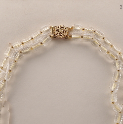 Vintage Czech 2 strand necklace clear ribbed pentagon glass beads 16"