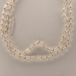 Vintage Czech 2 strand necklace clear ribbed pentagon glass beads 16"