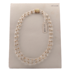 Vintage Czech 2 strand connector wired necklace clear ribbed pentagon glass beads 18"