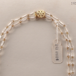 Vintage Czech 2 strand connector wired necklace clear ribbed pentagon glass beads 18"