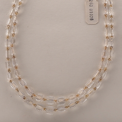 Vintage Czech 2 strand connector wired necklace clear ribbed pentagon glass beads 18"