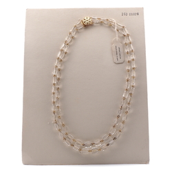 Vintage Czech 2 strand necklace clear ribbed pentagon glass beads 18"