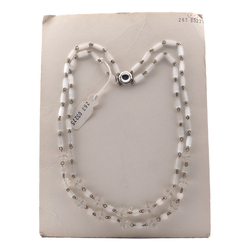 Vintage Czech 2 strand necklace frost satin atlas clear rondelle glass beads 18"