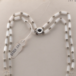 Vintage Czech 2 strand necklace frost satin atlas clear rondelle glass beads 18"