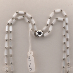 Vintage Czech 2 strand necklace frost satin atlas rondelle glass beads 18"