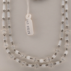 Vintage Czech 2 strand necklace frost satin atlas rondelle glass beads 18"