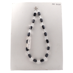 Vintage Czech choker necklace crystal clear black pentagon glass beads 15"