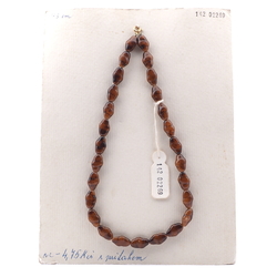 Vintage Czech necklace caramel marble oval glass beads 17" 