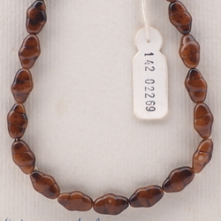 Vintage Czech necklace caramel marble oval glass beads 17" 