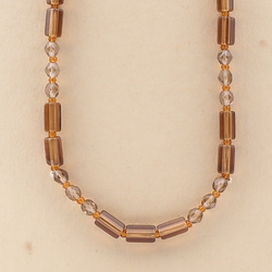 Vintage Czech necklace topaz pentagon smoky round glass beads 22" 