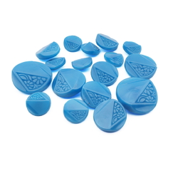 Lot (17) rare Vintage 1920's Czech geometric floral blue satin glass buttons 