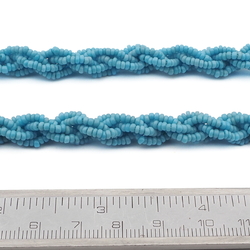 Vintage Czech 6 strand twist necklace blue glass seed beads