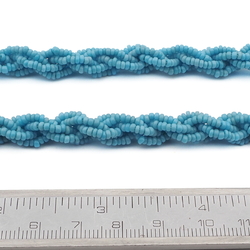 Vintage Czech 6 strand twist necklace blue glass seed beads